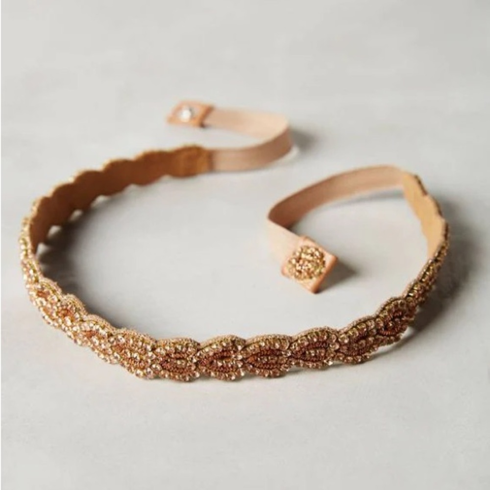 Anthropologie Thin Elastic Rhinestone Belt